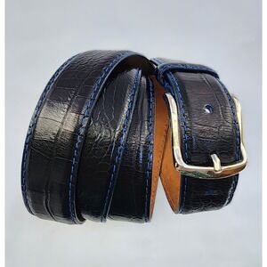 Lejon Dress Belt Mens Leather Alligator Print Black 15681 Made in USA Size 52